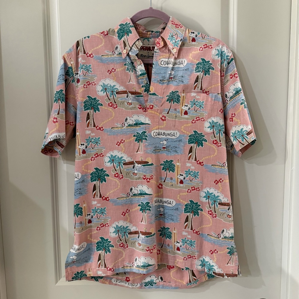 Reyn Spooner x PEANUTS Surfin’ Snoopy Classic Fit Popover Mens XS Hawaiian Shirt